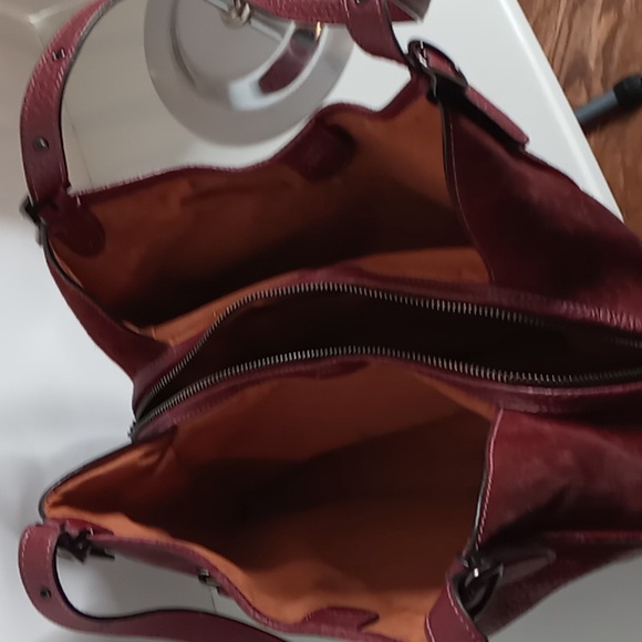 Coach- Lori- Pebble Leather & Suede Tote /Shoulder Bag - Burgundy - Picture 6 of 14